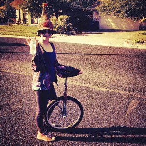 My sister with the new hat I got for her. :P