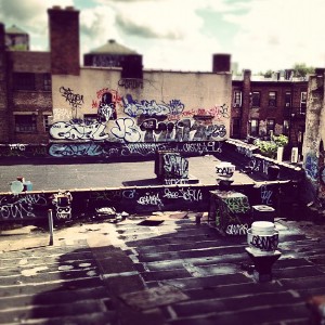 Graffiti rooftops.