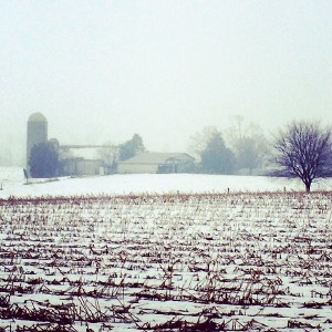 Snowy farm in Pennsylvania