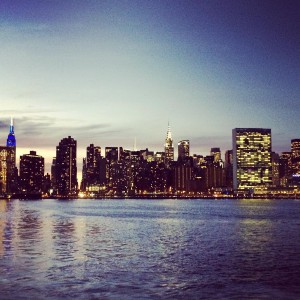 On the water at dusk