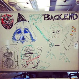 When my team isn't coding we are drawing Star Wars characters. #productivityatitsfinest #squadgoals #forcecandycorn #metaljabba