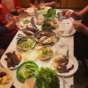 First homemade kalbi (Korean bbq short ribs) of the new house!